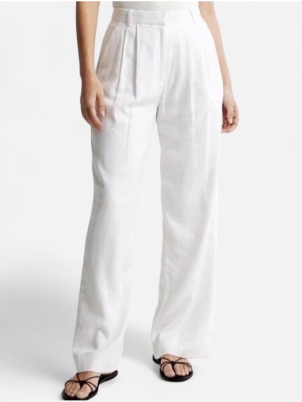 Abercrombie & Fitch Linen Blend Wide Leg Trousers White Curve Love 28 6 Short